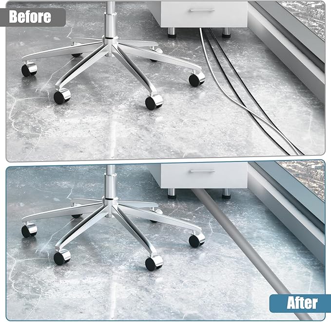 Floor Cord Covers for Wires 12FT Cable Hider Wire Cover Self Adhesive Cord Hider Floor for Offices, Homes, Workshops, Warehouses Cable Cavity 0.3" W x 0.3" H