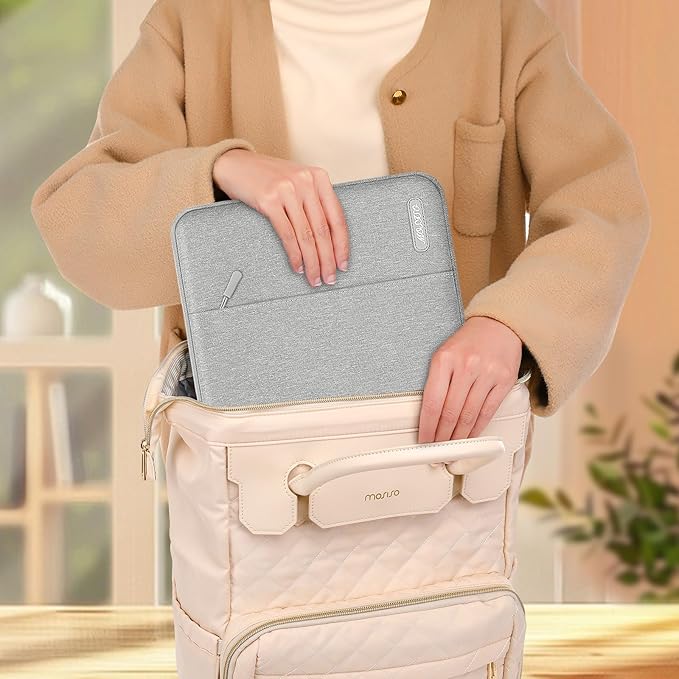 MOSISO Laptop Case 15 inch, 15 inch Laptop Sleeve Compatible with MacBook Air 15 M4 A3241 M3 A3114 M2 A2941 2025 2024 2023,Dell XPS 15,Polyester Vertical Computer Sleeve Bag with Pocket, Gray