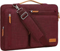 MOSISO 360 Protective Laptop Shoulder Bag,15 inch Computer Bag Compatible with MacBook Air M4 M3 M2/Pro A1990 A1707, Dell XPS Plus,Side Open Messenger Bag with 4 Zipper Pockets&Handle, Wine Red