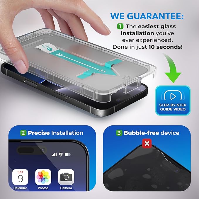 Deppa |2 Pack| Anti-Blue Light Screen Protector for iPhone 15 Pro (6.1') | Scratch Resistant Tempered Glass | 3D Edge to Edge Coverage | Easy Installation Kit | Eye Safeguard TÜV Certified