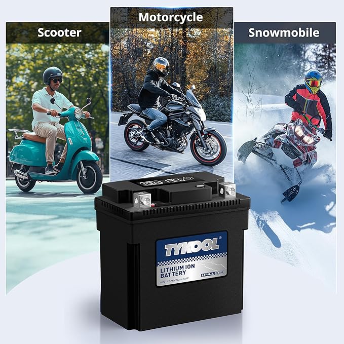 TYKOOL LFP9A-A,YB9-B,240CCA,3X Cranking Amps,LiFePO4 Lithium Motorcycle Battery,12V 4AH,Digital Readout,Fits for 125cc Benelli and Gilera,Triumph 750cc,Aprilia Sport City,Piaggio Typhoon Scooter