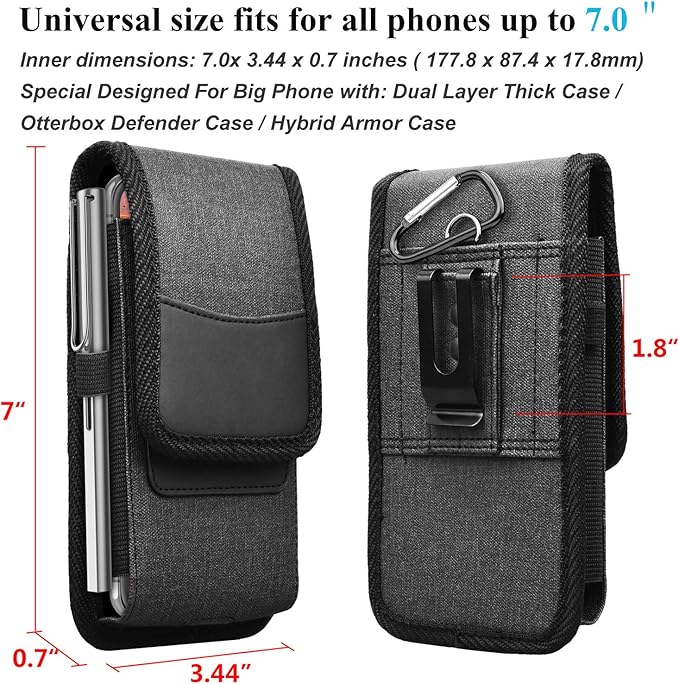 Njjex Cell Phone Holster for Samsung Galaxy S25 Ultra S24 S23 Plus S22 S21 S20 FE Note 20 Ultra A14 A15 A16 A17 A35 A36 iPhone 14 15 16 17 Pro Max Belt Clip Holster Phone Pouch Holder Carrying Case
