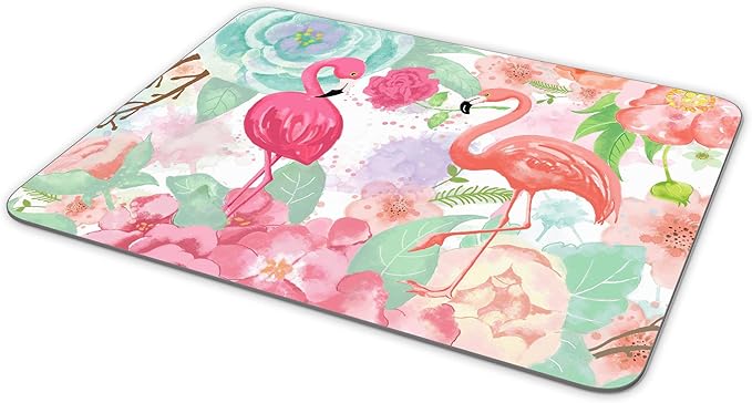 Non-Slip Rubber Mouse Pad， Bright Colors Watercolor Flamingo and Flowers Mouse pad (9.5 inch x 7.9 inch) …