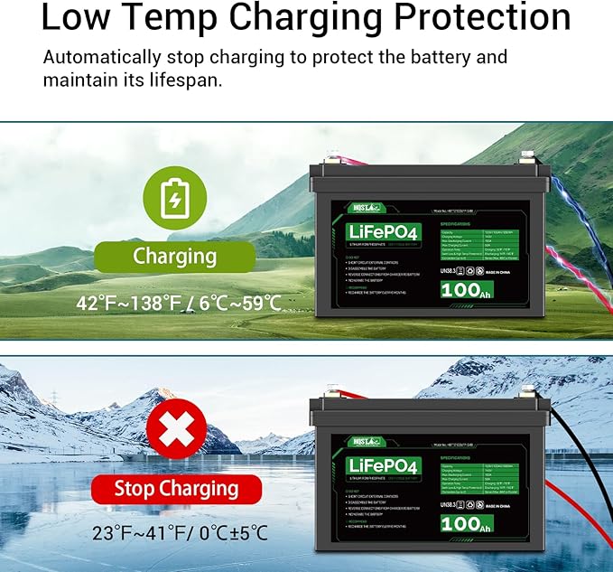 HQST LiFePO4 Battery 100ah Lithium Battery, 12V Lithium Iron Phosphate Battery Deep Cycle Marine Battery, 10 Year Lifetime with Low & High Temp Protection for RV, Trolling Motor, Boat