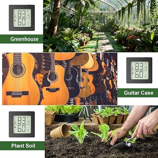2 Pcs Digital Hygrometer Indoor Thermometer Humidity Meter Room Thermometer with Temperature and Humidity Monitor Mini Hygrometer Thermometers ℉/℃ for Greenhouse Cellar by QPEUIM
