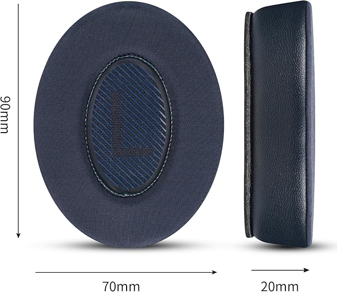 Full Cooling Gel Replacement Earpads for Bose Quiet Comfort QC35 Headphones Ear Pads Cushions with Breathable Ice Silk Fabric, High-Density Noise Cancelling Foam - Blue