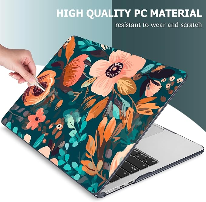 Mektron for 2025 M4 MacBook Air 13.6 Inch A3240 Case Fits 2023 A2681 M2 2024 A3113 M3 Chip with Liquid Retina Display Touch ID, Printed Plastic Hard Shell Cover for MacBook Air 13.6", Abstract Florals