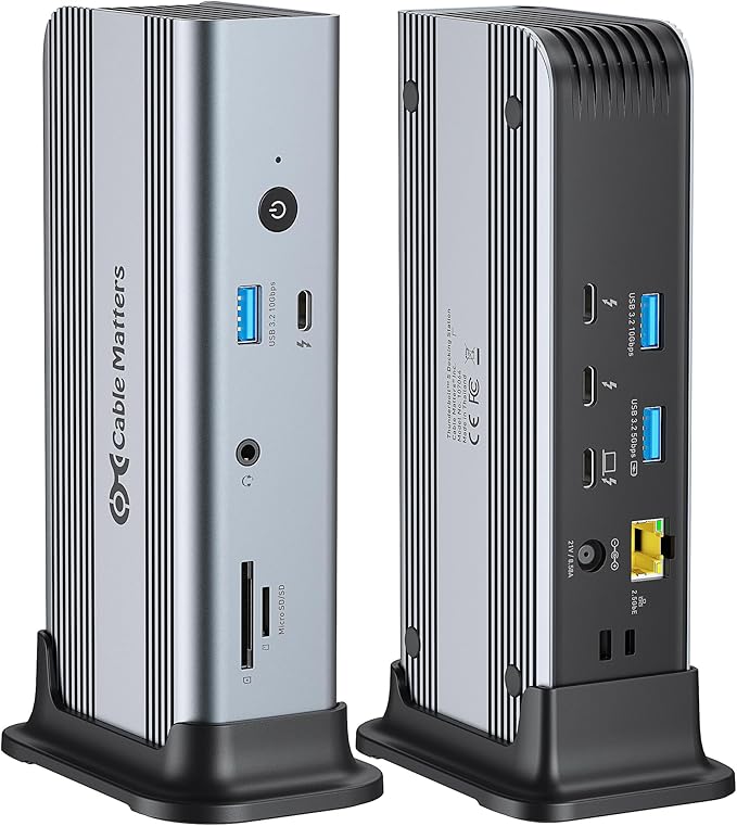 Cable Matters [Intel Certified] 11-in-1 Thunderbolt 5 Dock with Thunderbolt Share, 3X Thunderbolt 5 Ports, 2.5GbE, 3X USB 3.2 Ports, up to Triple 4K@144Hz on Windows 11, Dual 6K@60Hz on macOS, 140W PD