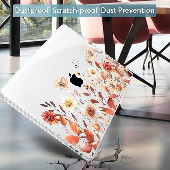 Mektron Case for MacBook Pro 16 Inch A2141 Cover 2019 Release 16" with Liquid Retina Display/Touch ID, Plastic Hard Shell with Keyboard Skin & Screen Protector & Dust Plug, Autumn Floral