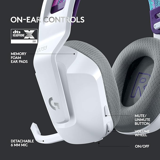 Logitech G733 Lightspeed Wireless Gaming Headset +Yeti GX Dynamic RGB Gaming Microphone with LIGHTSYNC, USB - White
