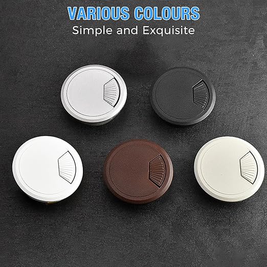 Desk Grommet 2-1/16" (53 mm), Desk Cord Hole Cover, Cable Grommet ABS Plastic, Desk Hole Grommet for Office and Home Table Cable, Detachable Adjustable Cable Cord Organizer (White 2 Pcs)