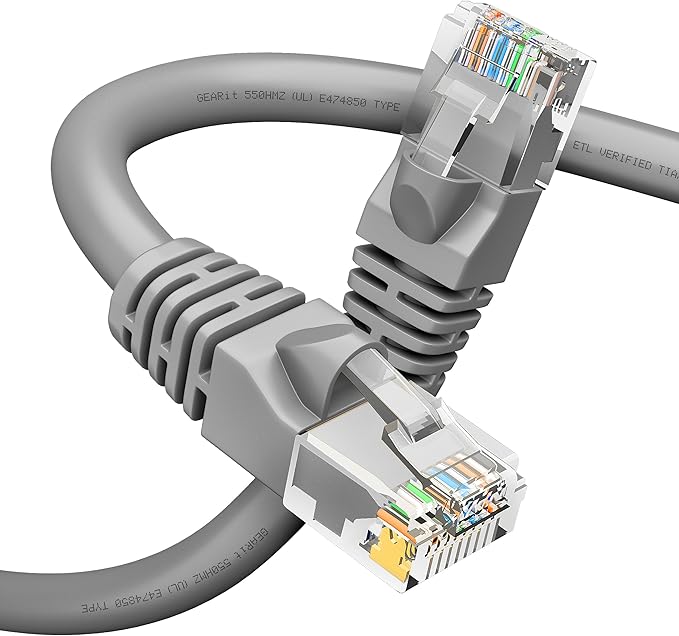 GEARit Cat 6 Ethernet Cable (1-Pack 3 Feet) Cat6 Network Patch, 10Gbps, RJ45, Snagless Cord, Gold-Plated Connectors, Internet for PC, TV, Tablet, Router, Printer, Servers, IT Data Center - Gray