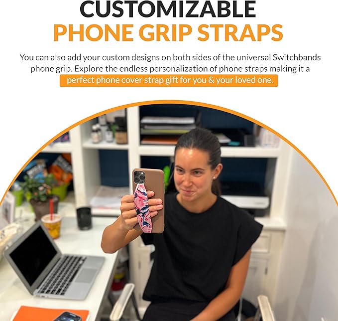 Phone Grip Strap - Reversible Finger Holder for Phone Back, Customizable Anti-Slip Design, Wireless Charging Compatible Detachable Holder for iPhone - Cat Nap