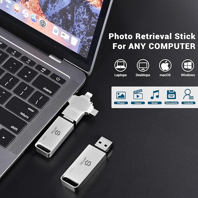 Photo-Storage-Stick 512GB Secure Auto Photo-Stick-Backup for All Device Picture-Saver-Flash-Drive Universal Photo & Video Backup Device Photo-Saver-Thumb-Drive iPhone-Backup-Memory iPad-Backup-Drive
