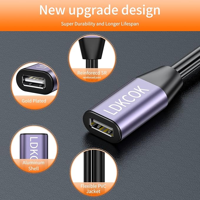 LDKCOK USB 2.0 Type A Male to A Female Active Repeater Extension Cable 100ft, High Speed 480 Mbps