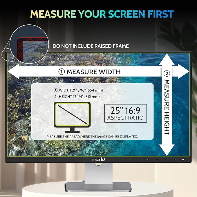 [2 Pack] 25 Inch Privacy Screen for Computer Monitor 16:9 Aspect Ratio, Eye Protection Anti Blue Light Glare Shield, 25inch Removable Black Blackout Anti Spy Desktop Security Private Filter
