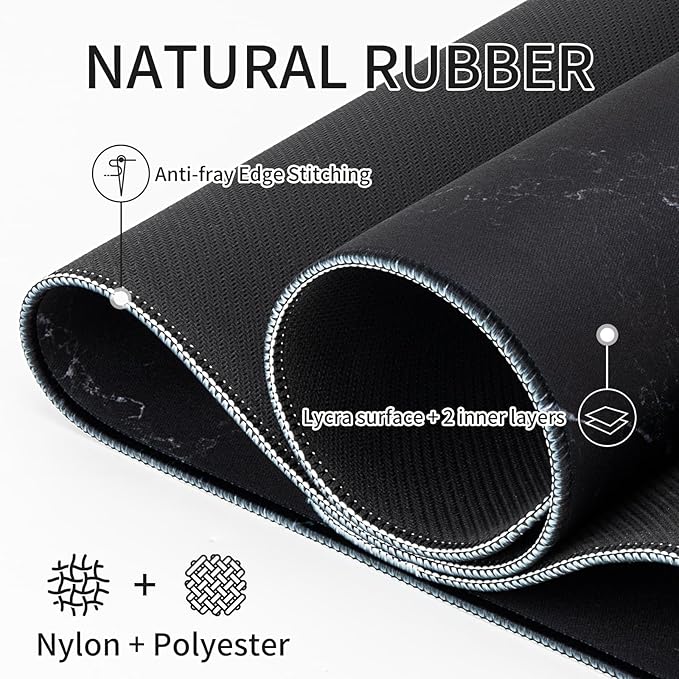 RAINYEAR Large Gaming Mouse Pad(31.5 x 11.8 Inch), Computer Mousepad with Anti-Slip Rubber Base, Smooth Large Keyboard Mouse Pad Mat for Gamer, Office, Home, Black Marble