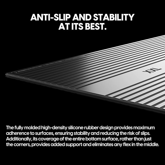 Pulsar - Superglide Premium Glass Mouse Pad XXL ALUMINO-Silicate Glass Surface Anti-Slip Fully Molded high-Density Silicone Rubber 38.5in x 16.5in (XXL, Black)