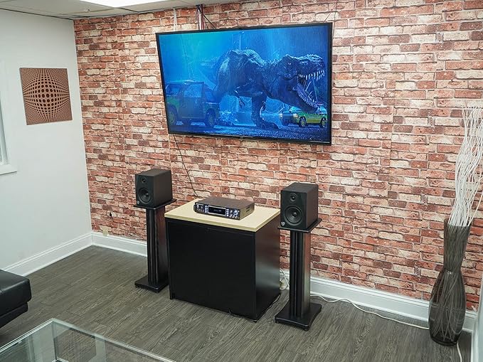Rockville SS28D Premium 28" Dark Wood Speaker Stands, Solid MDF, Dual Top Plates, 100Lb Capacity, Stable Base for Home Theater & Hi-Fi Audio