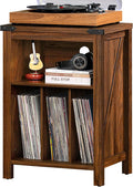 Record Player Stand with Vinyl Record Storage Holds up to 160 Albums,Large Wood Record Player Table，Brown Turntable Stand Cabinet Dispaly Shelf for Living Room,Bedroom,Office