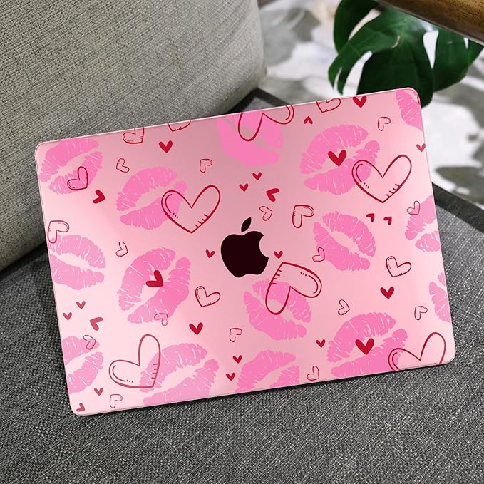 MEEgoodo Case for MacBook Air M4/M3/M2 13.6 inch 2025 2024 2022, Fit Model A3240 A3113 A2681, Compatible with MacBook Air 13 inch, Laptop Hard Shell Case with Keyboard Cover, Cute Kiss & Love
