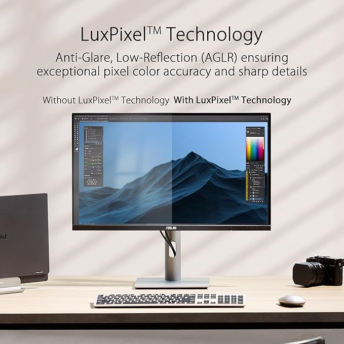 ASUS ProArt Display 27” 1440P Professional Monitor (PA278CFRV) - IPS, QHD (2560 x 1440), Pre-Calibrated, 95% DCI-P3, Daisy-chain, 100Hz, LuxPixel AGLR, Calman Verified, USB-C 96W, HDR400, 3yr warranty