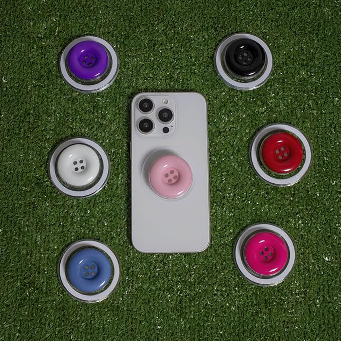 Solid Color Button Phone Grip – Minimalist Design, Durable and Lightweight, Grip and Stand for Smartphones (Hot Pink, Magnetic Type)