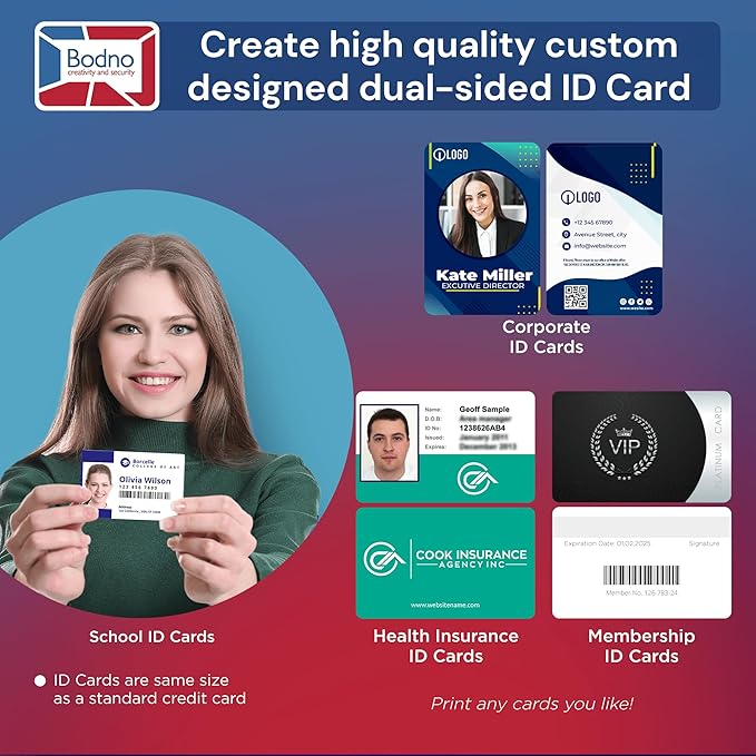 Bodno Magicard 300 Dual Sided ID Card Printer & Complete Supplies Package ID Software - Gold Edition