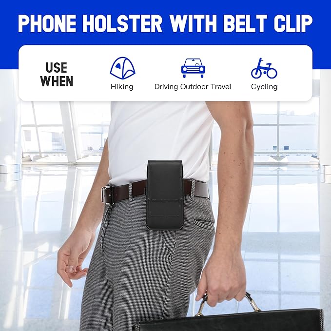 Mopaclle XL Cell Phone Holster with Belt Clip and Loop, Rugged Phone Belt Holder Compatible with Galaxy S25 Ultra, S24 Ultra, Note 20 Ultra, Moto G Power – Fits with Case On, for Men Women