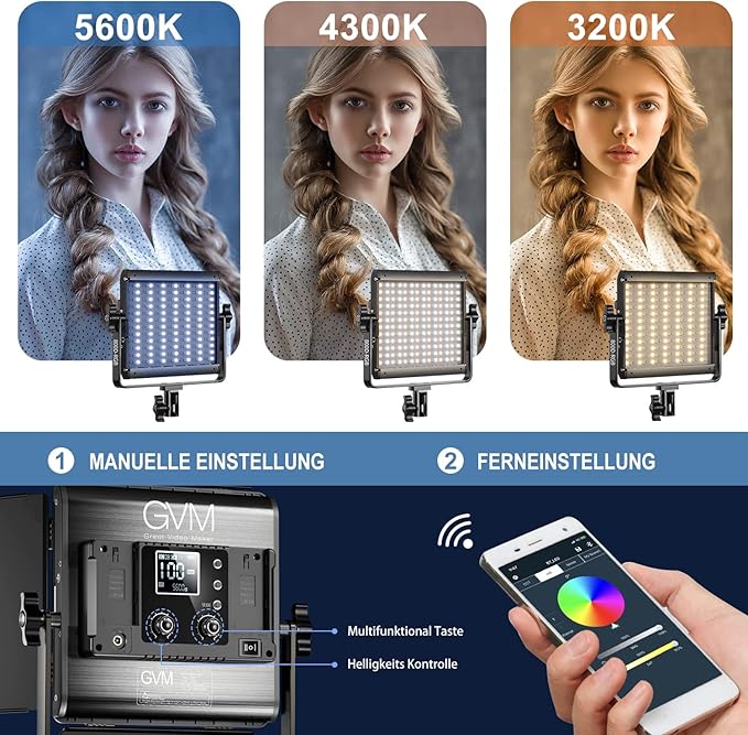 GVM 800D RGB Led Video Light, 2PCS Video Lighting Kit with APP Control, 40W Photography Lighting Led Panel Light with 18 Kinds of The Scene Lights for Studio YouTube, 3200K-5600K, CRI 97+