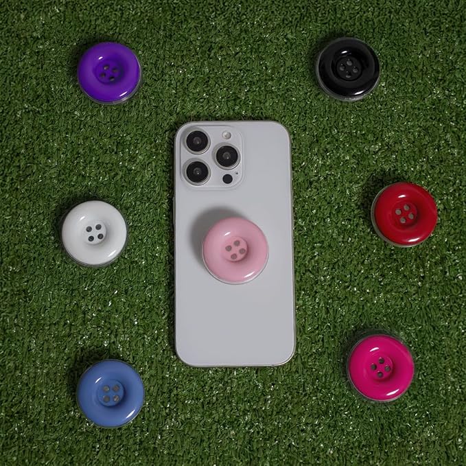 Solid Color Button Phone Grip – Minimalist Design, Durable and Lightweight, Grip and Stand for Smartphones (Red, Adhesive Type)