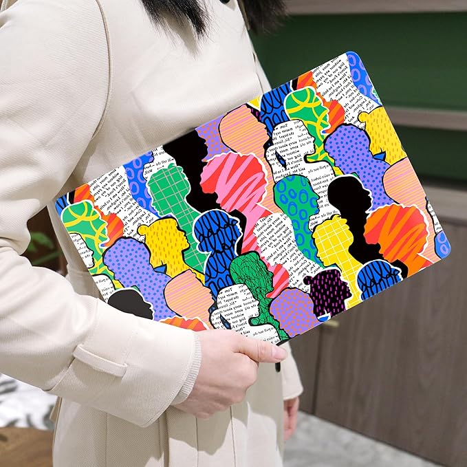 MEEgoodo Case for MacBook Air M4/M3/M2 13.6 inch 2025 2024 2022, Fit Model A3240 A3113 A2681,Compatible with MacBook Air 13 inch, Laptop Hard Shell Case with Keyboard Cover,Diverse People Abstract Art