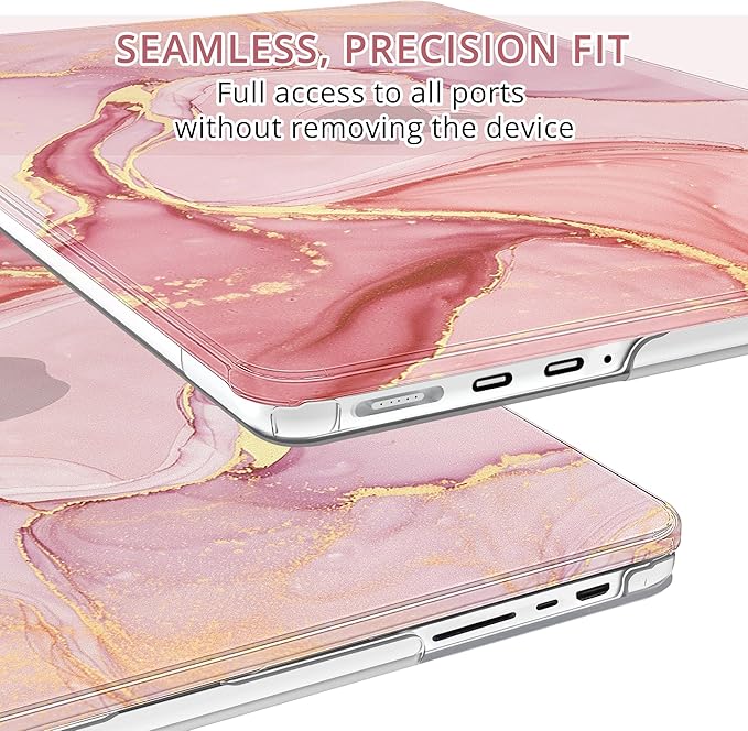B BELK Compatible with MacBook Pro 14 inch Case 2025 2024 2023 2022 2021 M4 M3 M2 M1 A3112 A3185 A3401 A2918 A2992 A2779 A2442, Plastic Hard Shell Case+ Keyboard Cover+ Screen Protector, Pink Marble