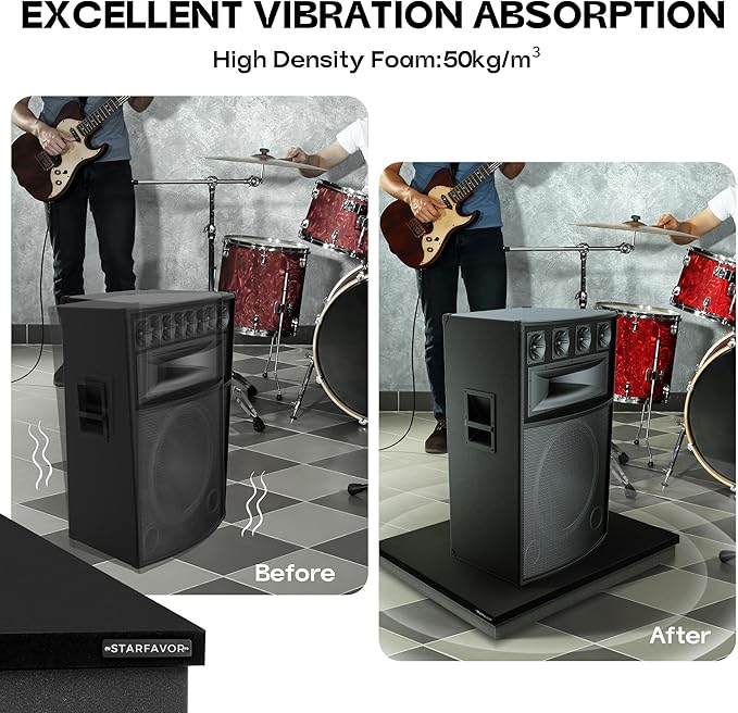 Starfavor Subwoofer Isolation Pad for 8-10 inches Subwoofers,15"*15"*2.1"Isolation Platform Acoustic Riser Pad,Audio Acoustic Noise Isolation Platform Pads for Studio Monitor,Subwoofer,Loud Speakers