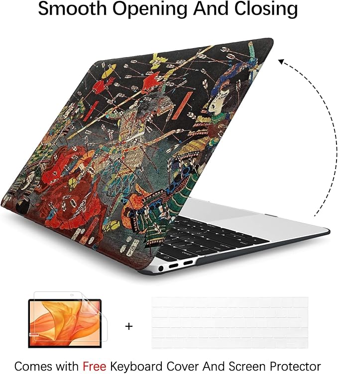 Berkin Arts for MacBook Air 15 inch Case 2025 2024 2023 Release M4 A3241 M3 A3114 M2 A2941 with Keyboard Cover & Screen Protector Ukiyo-e (The Kusunoki's Final Attack by Kuniyoshi)