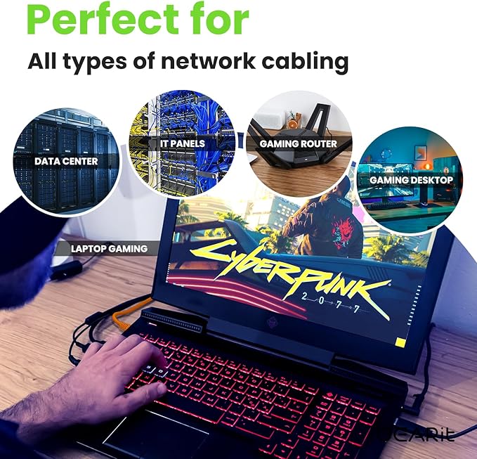 GEARit Cat 6 Ethernet Cable (100-Pack 1 Foot) Cat6 Network Patch, 10Gbps, RJ45, Snagless Cord, Gold-Plated Connectors, Internet for PC, TV, Tablet, Router, Printer, Servers, IT Data Center - Orange