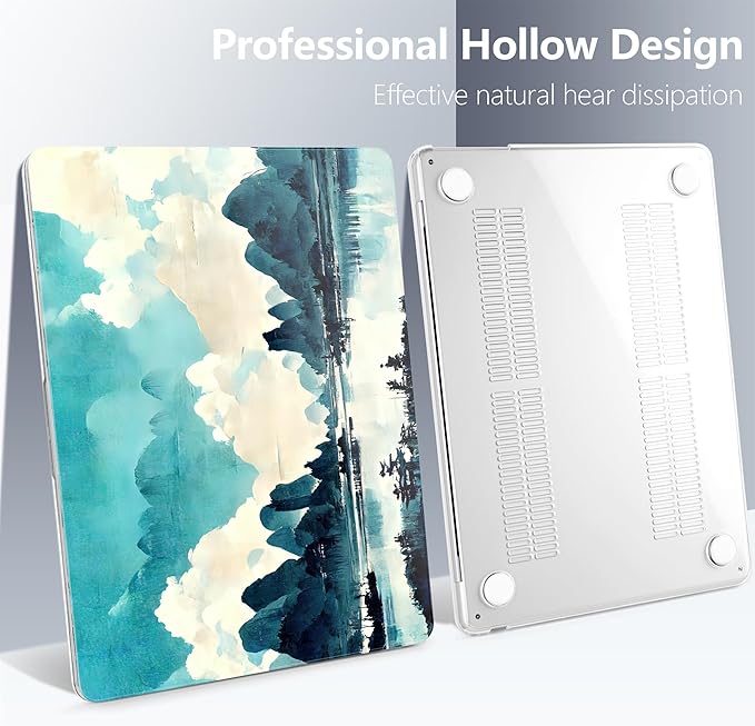 Batianda Premium Case for New MacBook Air 15 inch 2025 M4 2024 2023 with M3 M2 Chip Model A3241/A3114, Designed Protective Plastic Hardshell & Keyboard Cover & Screen Protector, Landscape Painting
