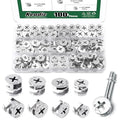 Keadic 100 Pcs 4 Sizes Cam Locks for Furniture, 3-in-1 Eccentric Wheels, Furniture Cam Lock Nuts Furniture Connecting Cam Lock Fittings Assortment Kit for Wardrobe Drawer Closets Bed