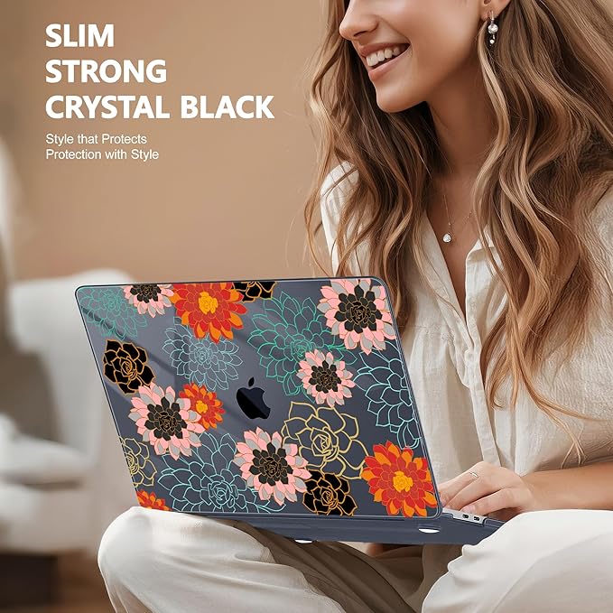 May Chen Case for MacBook Pro 13 inch M2 2023,2022,2021,2020 A2338 M1 A2251 A2289, Plastic Hard Shell Case for MacBook Pro 13" with Touch Bar Fits Touch ID, Flower