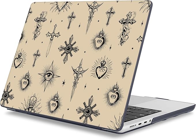 Mektron Case for 2025 MacBook Pro 16" M4 A3403 A3186 M3 A2991 M2 A2780 M1 A2485 (2021/2023/2024) Pro/Max with Touch ID, Hard Shell Plastic Laptop Cover Keyboard Cover Screen Protector, Evil Eye