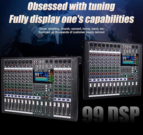 12-Channel Multifunctional Audio Mixer for Stage Performance, Karaoke & DJ Music