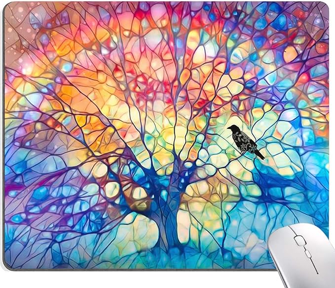 Mouse Pad, Cute Mouse Mat for Women, Square Waterproof Non-Slip Rubber Base Computer MousePads for Desk Office Laptop, Tree of Life