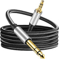 3.5 mm to 6.35 mm Audio Cable 20Ft, Gold-Plated Terminal Silver Color Zinc Alloy Housing 3.5mm 1/8" Male TRS to 6.35mm 1/4" Male TRS Nylon Braided Stereo Audio Cable for Cellphone,Amplifiers(20Ft/6M)