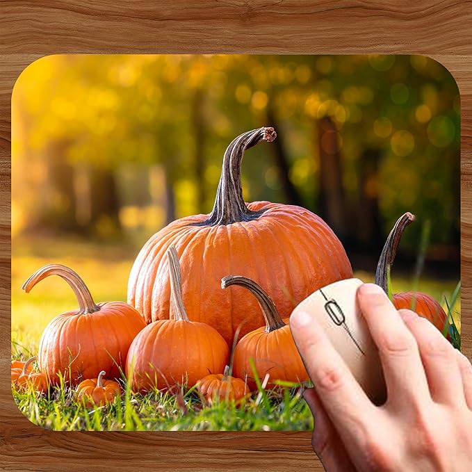 Fall Season Mouse Pad Mat Mousepad for Desk Computer Laptop PC Gaming Home or Office Gift (Pumpkins MP85)