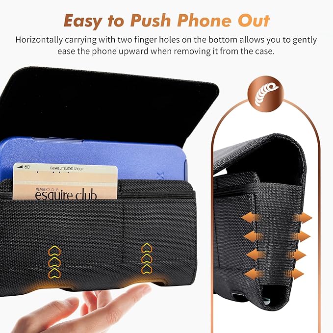 BECPLT for Galaxy S24 Ultra S23 Ultra S22 Ultra S21 Ultra Nylon Belt Holster Case Cell Phone Pouch Belt Clip Holder Phone Holster Pouch Cover for Galaxy Note 20 Ultra 5G Note 10+ Plus 5G A14 A71-Black