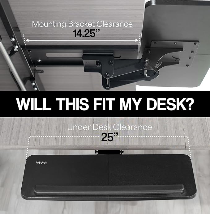 VIVO Adjustable Computer Keyboard and Mouse Platform Tray, Ergonomic Under Table Desk Mount Drawer Underdesk Shelf, Rustic Vintage Brown, MOUNT-KB03N