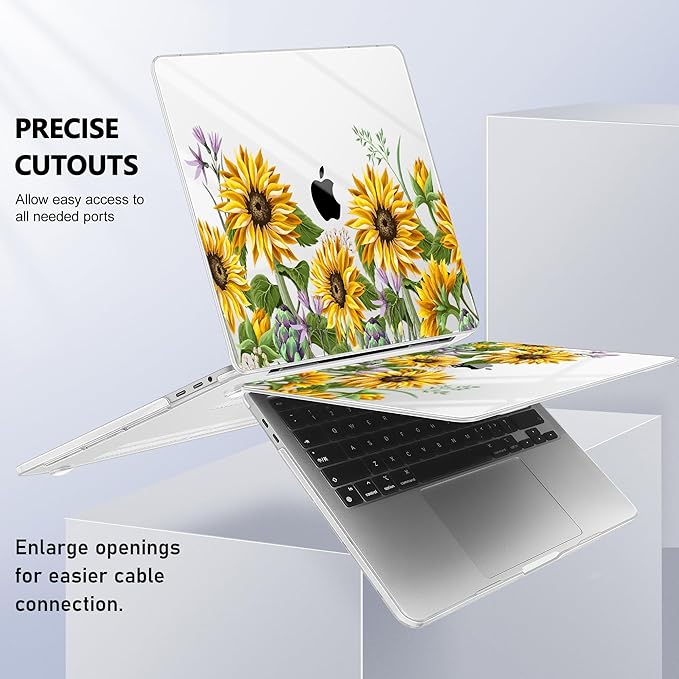 for MacBook Pro 16 inch Case 2019 2020 Release Model A2141, Plastic Hard Shell Cover with Keyboard Cover & Screen Protector for MacBook Pro 16 inch with Touch Bar & Touch ID, Sunflowers