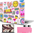 MEEgoodo Case for M4/M3/M2 MacBook Air 13.6 inch Case 2025 2024 2022, Fit Model A3240/A3113/A2681, Laptop Hard Shell with Keyboard Cover Compatible with MacBook Air 13 inch, Pattern Stickers
