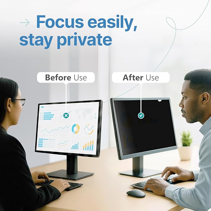 VINTEZ [2 Pack] 23.8 Inch 16:9 Privacy Screen for Computer Monitor and Laptop - Anti Glare Protector Film Blue Light Filter Eye Protection - Computer Screen Privacy Shield