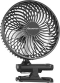10000mAh Clip On Fan, 42H Run, Quiet & Auto Oscillating Table Fan, Rechargeable with 4 Powerful Speeds, Battery Operated Desk Fan with Sturdy Clamp for Camping Outdoor Travel RV Home Bedroom Office